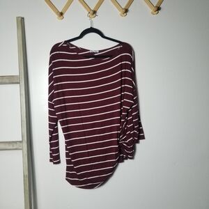 NWOT WHITE BIRCH WOMEN'S STRIPED MAROON AND WHITE WOMEN'S BLOUSE SIZE XL